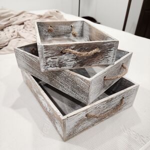 Rustic Wooden Trays with Rope Handles